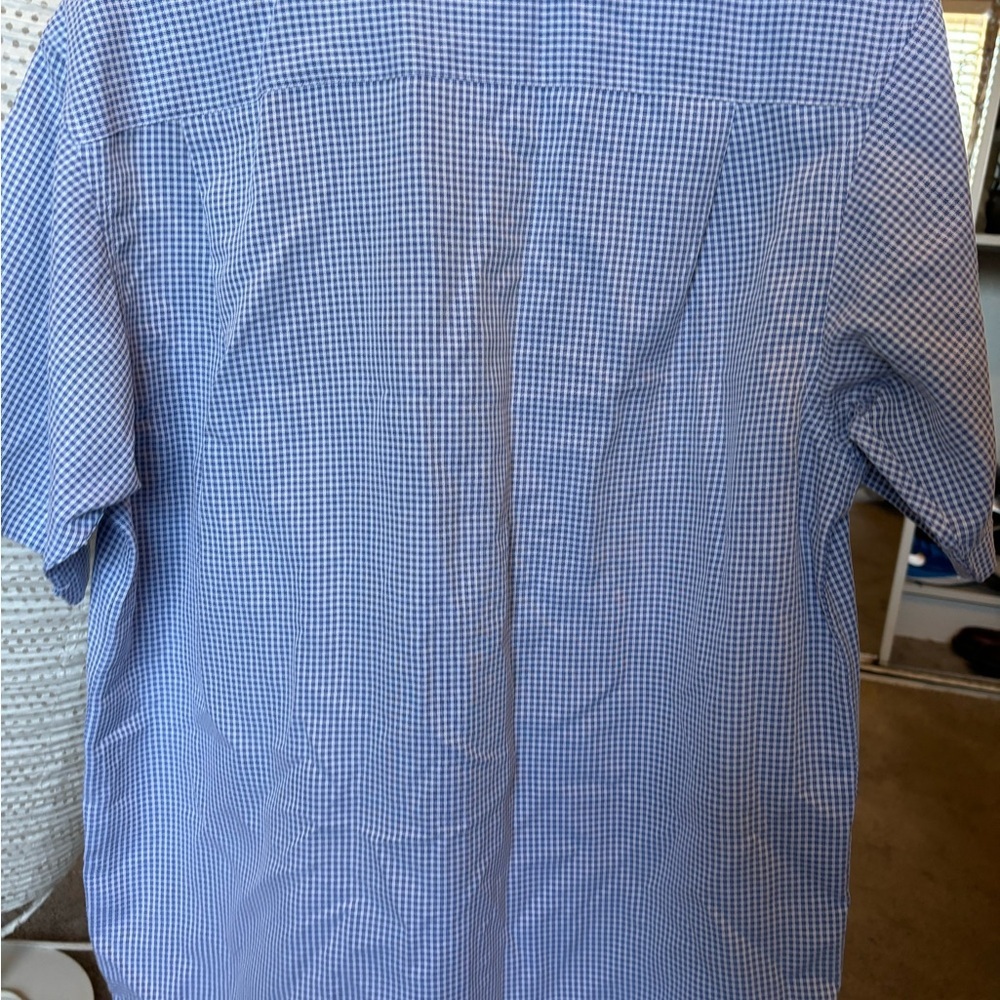 Island Republic Men’s Causal Button Up Shortsleeve Shirt Check Blue/white M - Picture 4 of 10